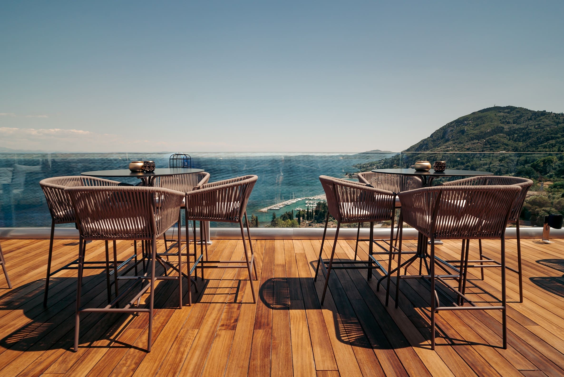 roof garden bar at angsana corfu resort with panoramic views